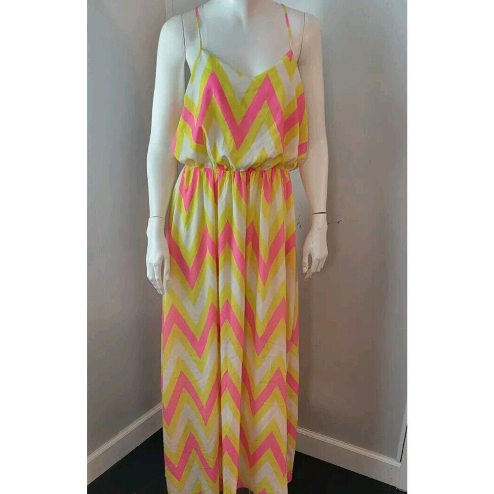 Cals Chevron Maxi Dress Womans Sz. M T-back Lined